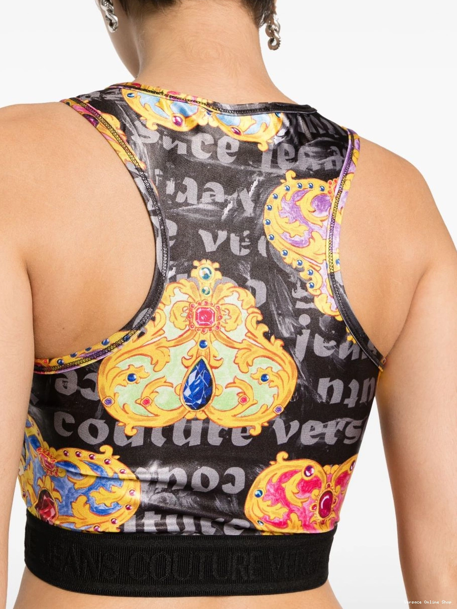 Affordable Jeans cropped printed Couture Versace Women top 0422